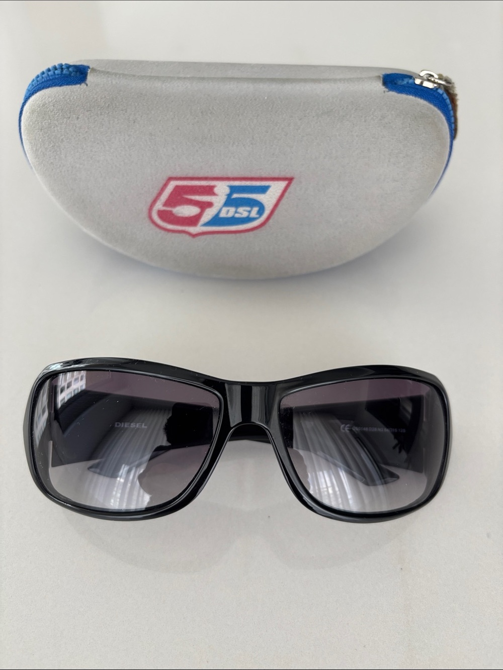 Diesel Black Sunglasses and Blue-Trim Case
